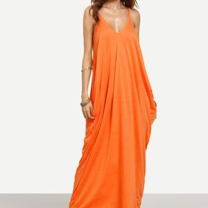 Long Orange Tank Top Dress